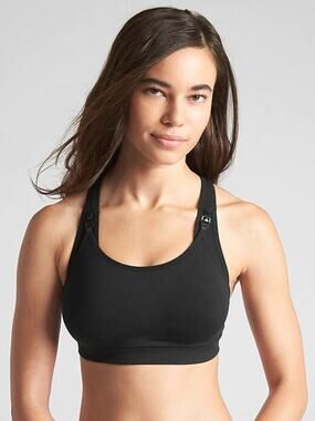 Gap Maternity GapFit Medium Impact Nursing Sports Bra, BLACK SIZE M #375511 Z12
